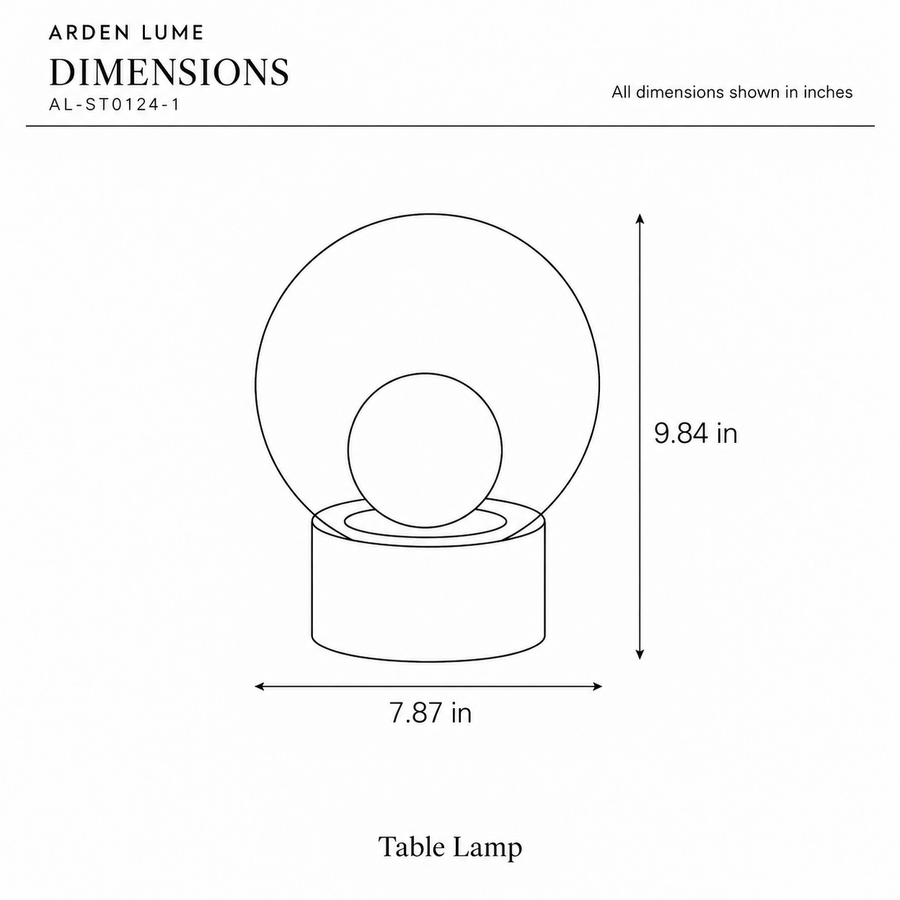 ARDEN LUME AL-ST0124-1 dimension diagram in inches