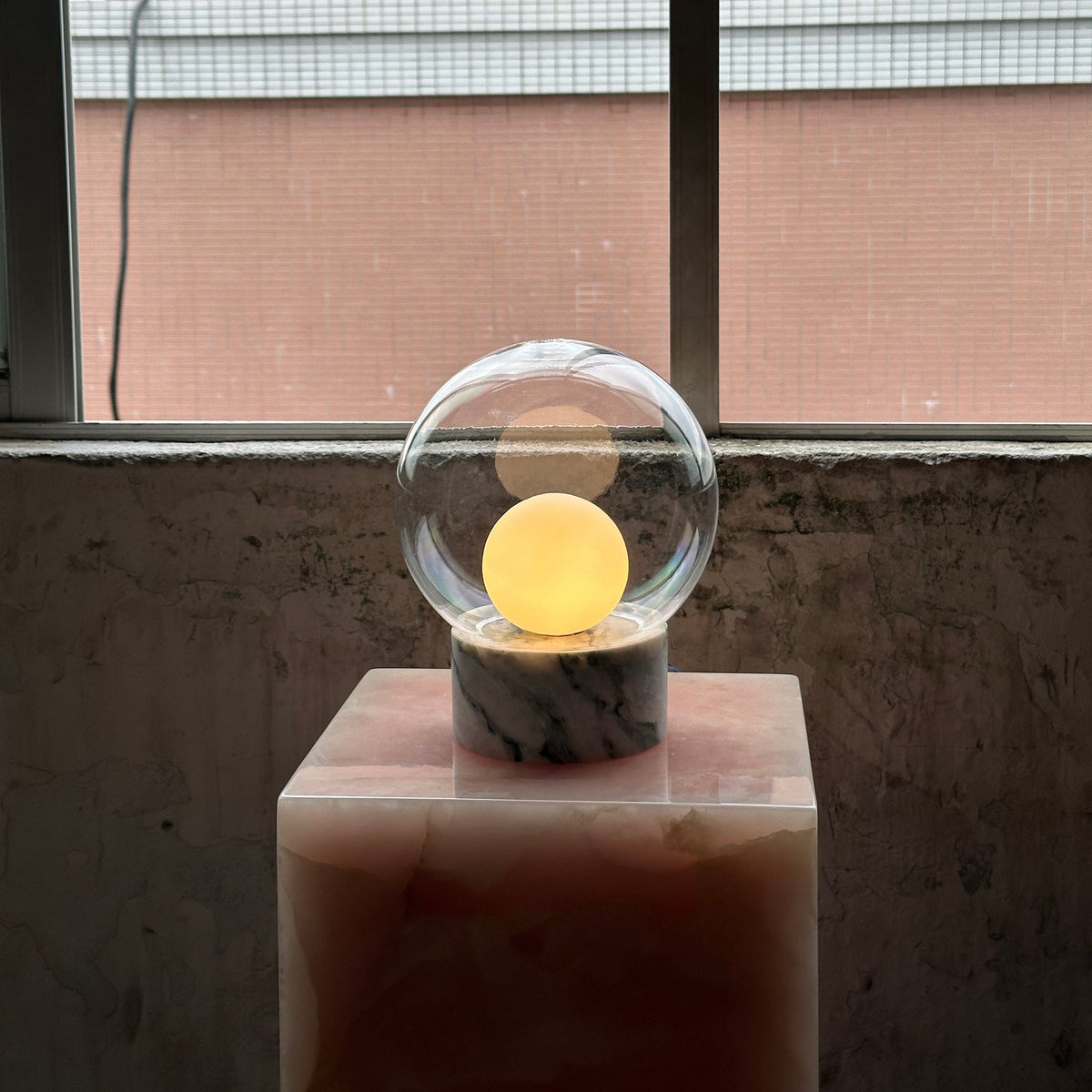Boule Marble Table Lamp with Glass Shade — AL-ST0124 — product view 2