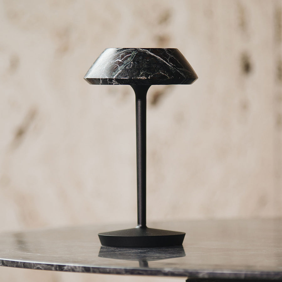Mini Fiore Marble Rechargeable Table Lamp — D 16cm x H 28cm / ∅ 6.3″ x H 11″; Black; Touch