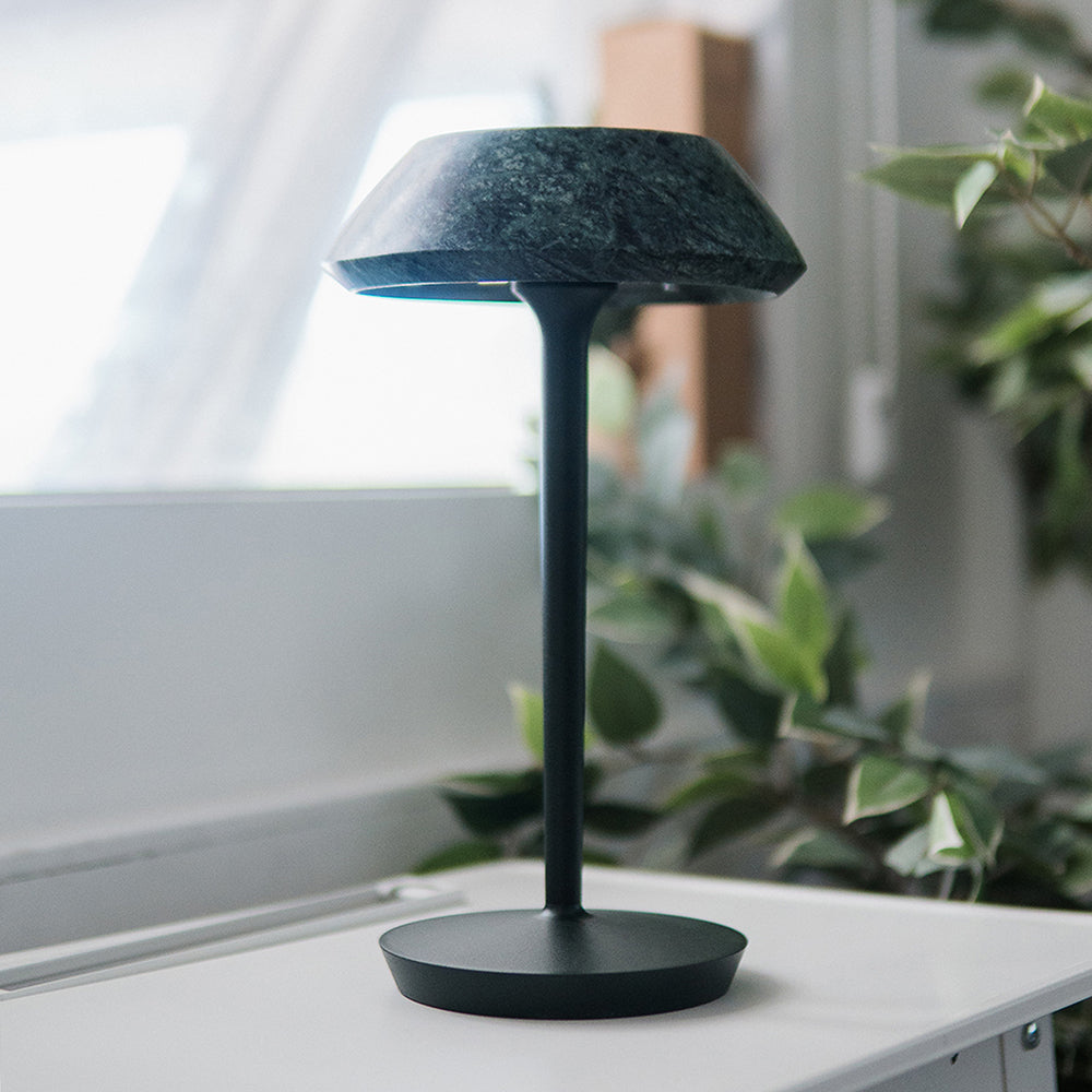 Mini Fiore Marble Rechargeable Table Lamp — D 16cm x H 28cm / ∅ 6.3″ x H 11″; Green; Touch
