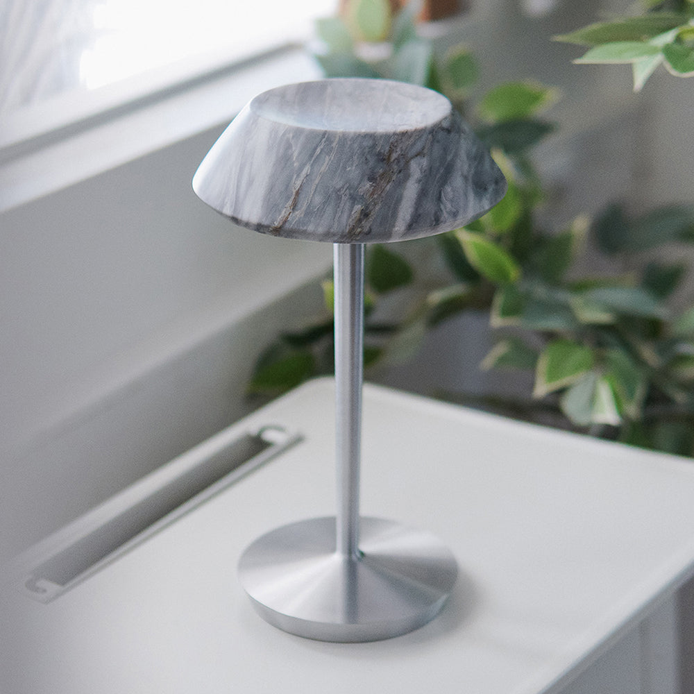 Mini Fiore Marble Rechargeable Table Lamp — D 16cm x H 28cm / ∅ 6.3″ x H 11″; Grey; Touch