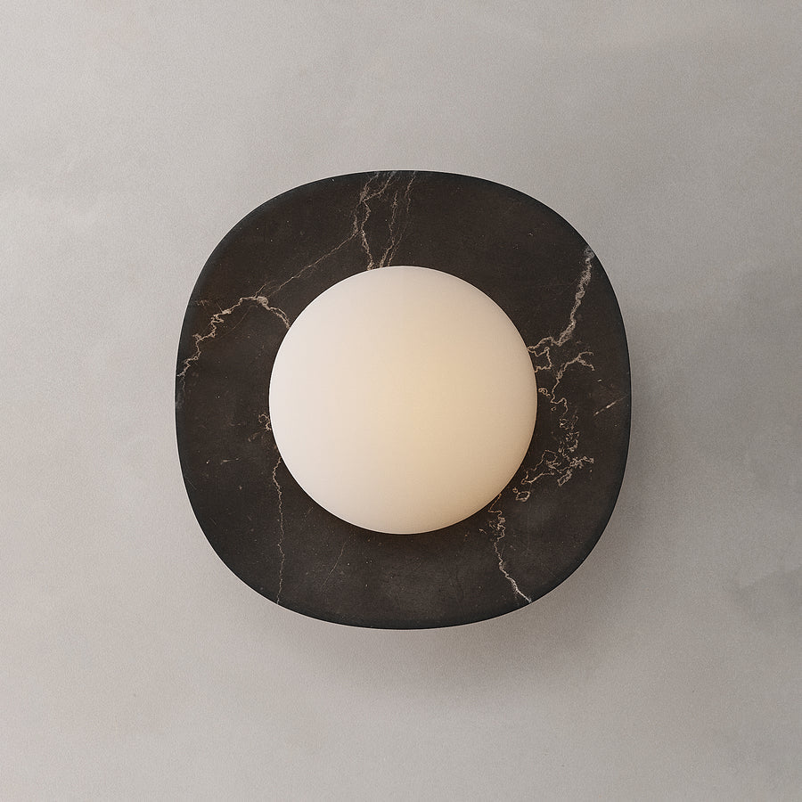 Naga Marble LED Wall Sconce — D 30cm x H 30cm / D 11.8″ x H 11.8″; Black