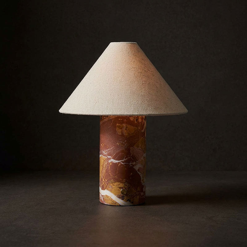 Chez Minimalist Marble Table Lamp — D 28cm x H 34cm / ∅ 11″ x H 13.4″; Red brown & White