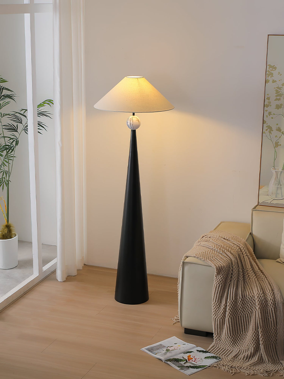 Innes Marble-Look Floor Lamp with Fabric Shade — AL-ST0130 — product view 1
