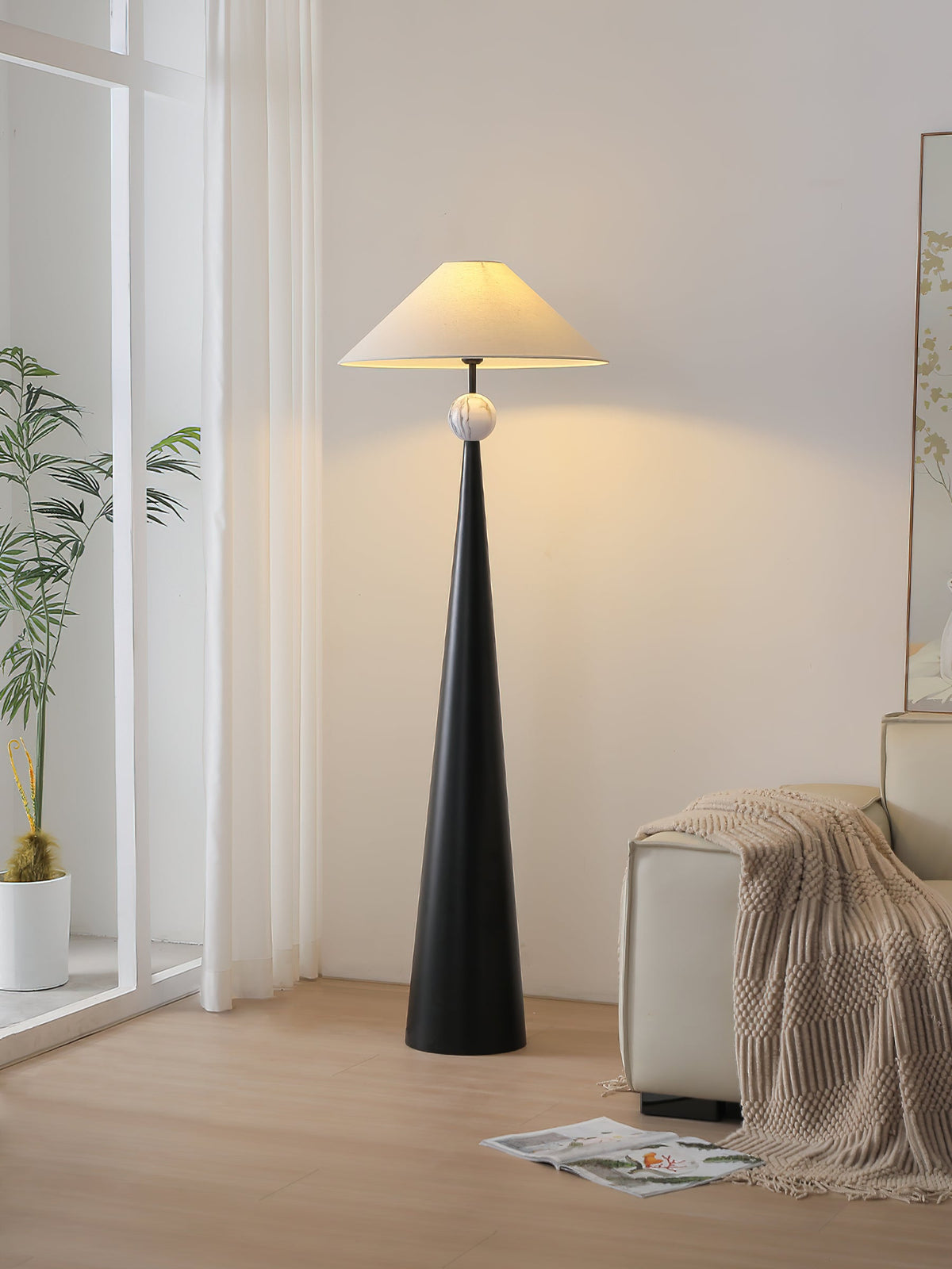 Innes Marble-Look Floor Lamp with Fabric Shade — AL-ST0130 — product view 3