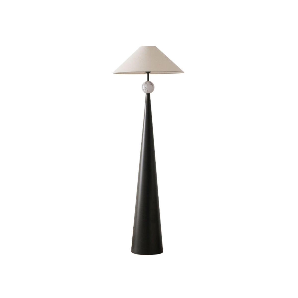 Innes Marble-Look Floor Lamp with Fabric Shade — D 55cm x H 160cm / ∅ 21.7″ x H 63″; Black＆White
