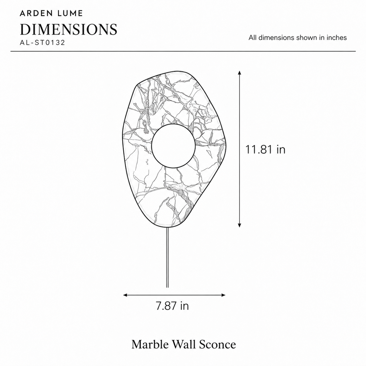 ARDEN LUME AL-ST0132 dimension diagram in inches
