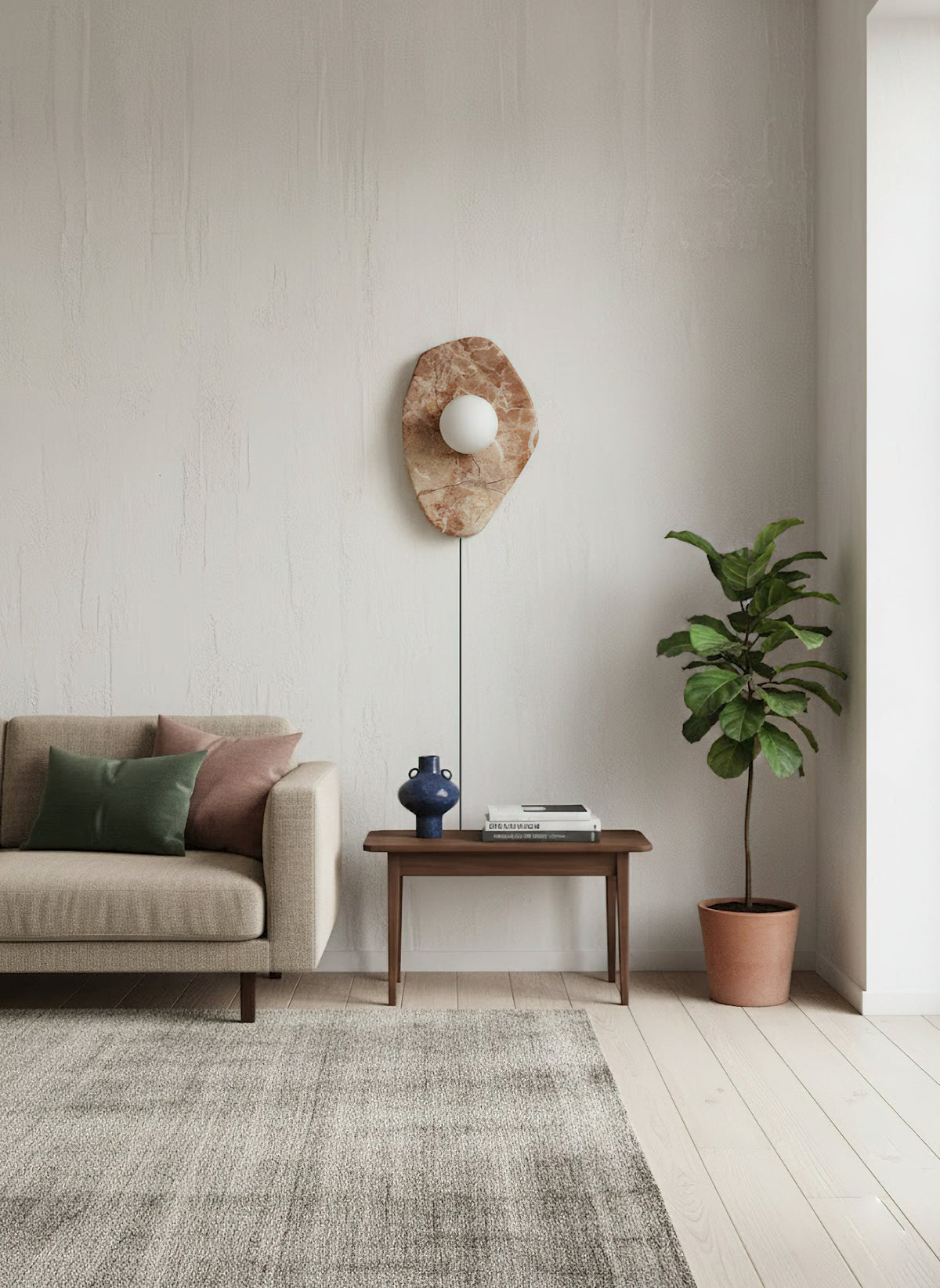 Organic Modern Textured Marble Plug-In Wall Sconce — AL-ST0132 — product view 1