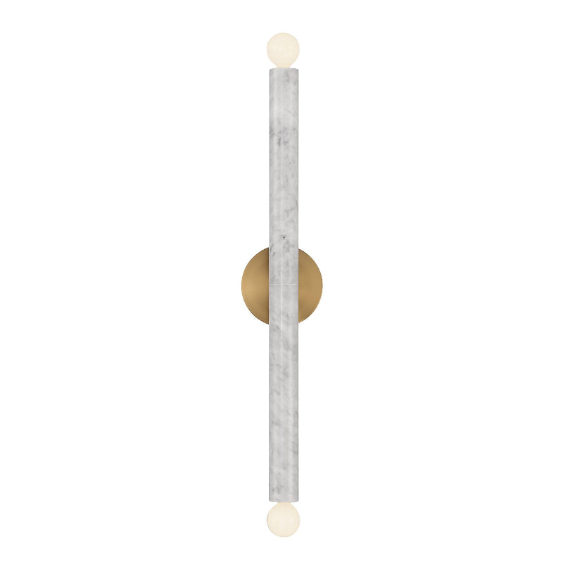 Callaway Minimalist Marble Wall Sconce — D 12cm x W 11.5cm x H 66cm / ∅ 4.7″ x W 4.5″ x H 26″; Lacquered Burnished Brass & White Marble
