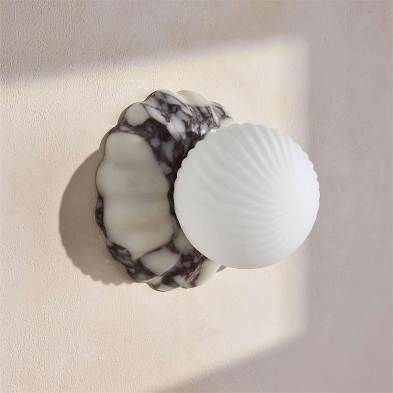 Verdessa Marble Globe Wall Sconce — D 16.5cm x W 13.5cm x H 16.5cm / ∅ 6.5″ x W 5.3″ x H 6.5″; Purple marble & White