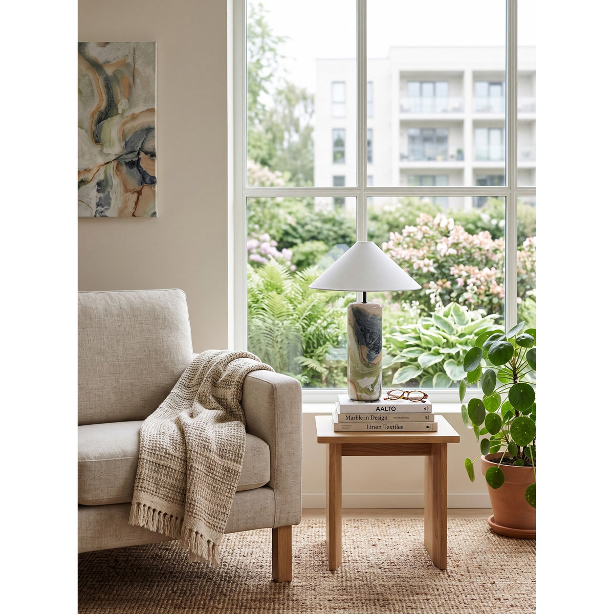 Tall Traditional Floral Marble Table Lamp — AL-ST0136 — product view 3