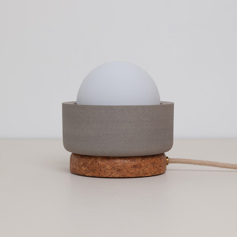 Pearla Ceramic Table Lamp with Marble Base — D 16cm x H 17.5cm / ∅ 6.3″ x H 6.9″; Reddish brown & Gray