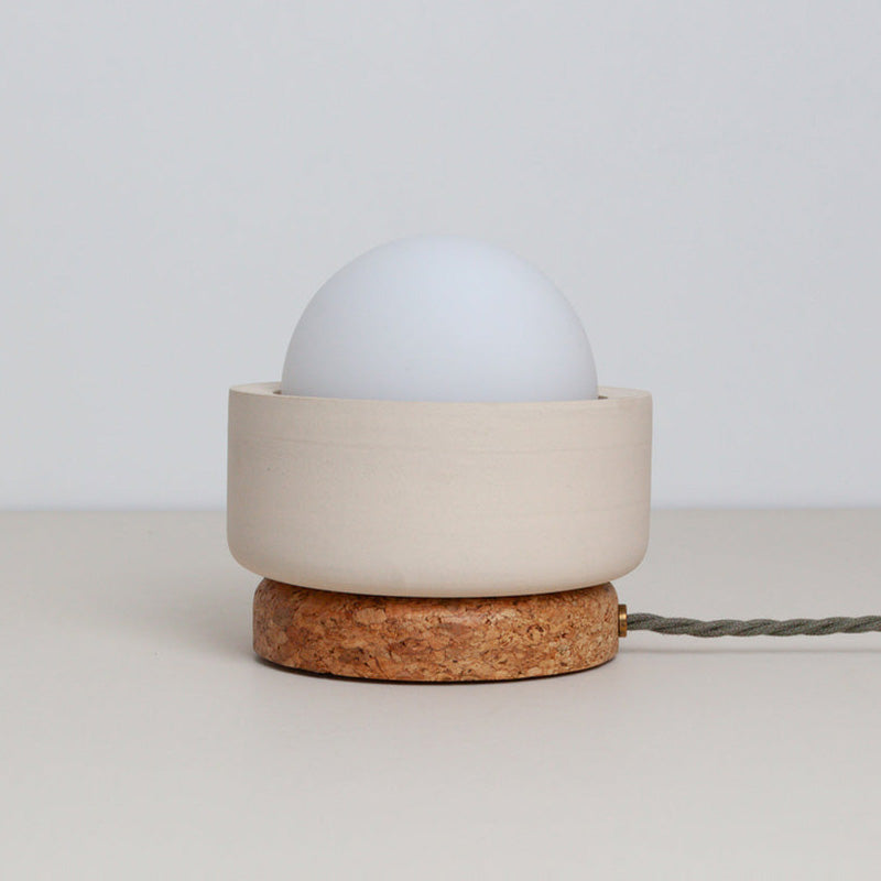 Pearla Ceramic Table Lamp with Marble Base — D 16cm x H 17.5cm / ∅ 6.3″ x H 6.9″; Reddish brown & Beige