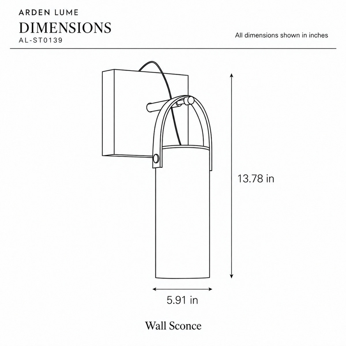 ARDEN LUME AL-ST0139 dimension diagram in inches