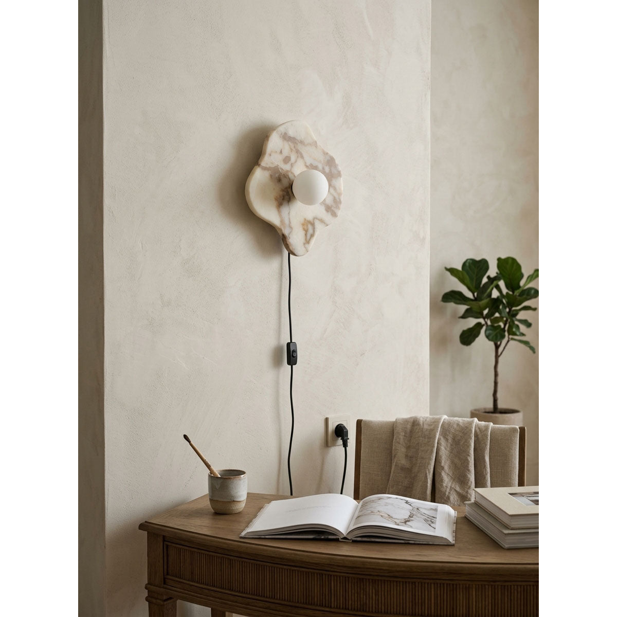 Abnormal Free-Form Marble Globe Wall Sconce — AL-ST0140 — product view 3
