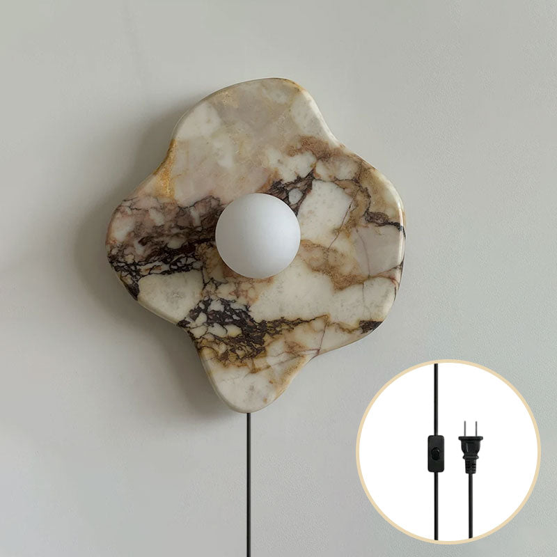 Abnormal Free-Form Marble Globe Wall Sconce — Calacatta Purple Marble; D 28cm x W 12cm x H 32cm / ∅ 11″ x W 4.7″ x H 12.6″