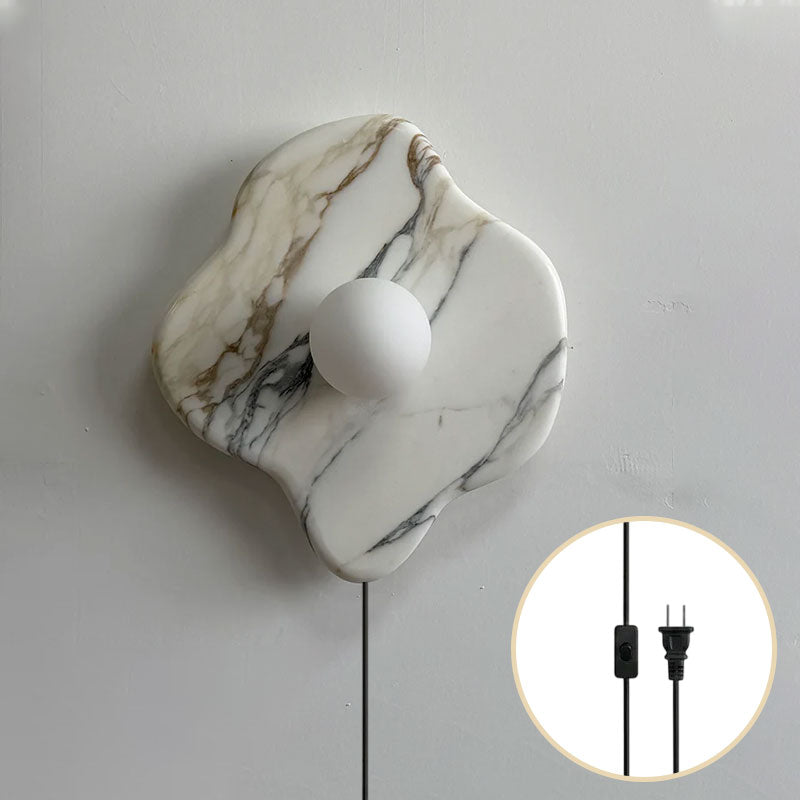 Abnormal Free-Form Marble Globe Wall Sconce — White Marble; D 28cm x W 12cm x H 32cm / ∅ 11″ x W 4.7″ x H 12.6″