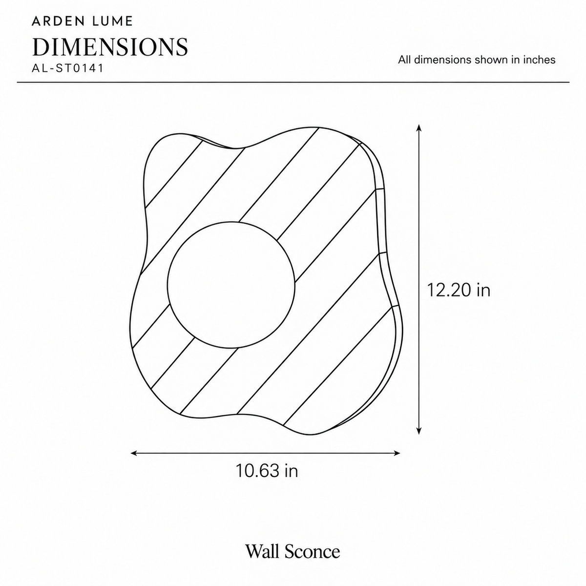 ARDEN LUME AL-ST0141 dimension diagram in inches