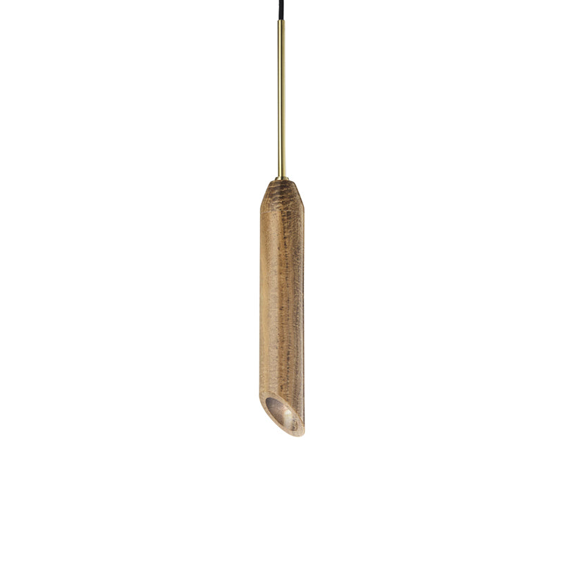 Carnival Minimalist Marble Pendant Light — D 5cm x H 55cm / ∅ 2″ x H 21.7″; Brown & Gold