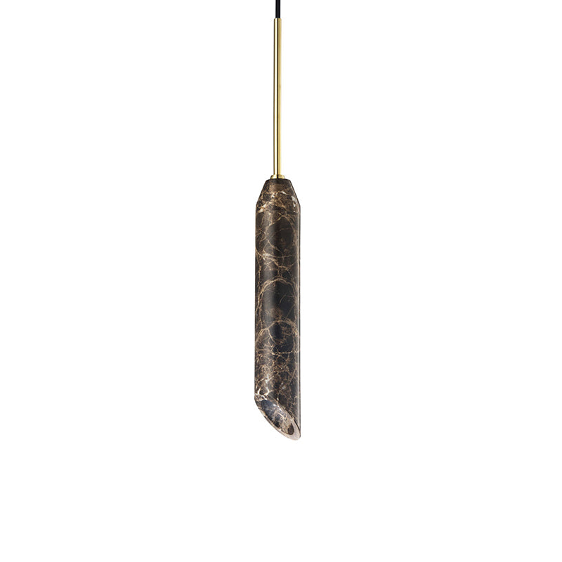 Carnival Minimalist Marble Pendant Light — D 5cm x H 55cm / ∅ 2″ x H 21.7″; Black Brown & Gold