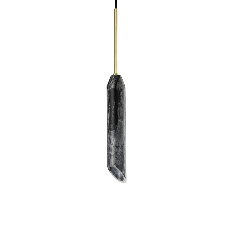 Carnival Minimalist Marble Pendant Light — D 5cm x H 55cm / ∅ 2″ x H 21.7″; Dark grey & Gold