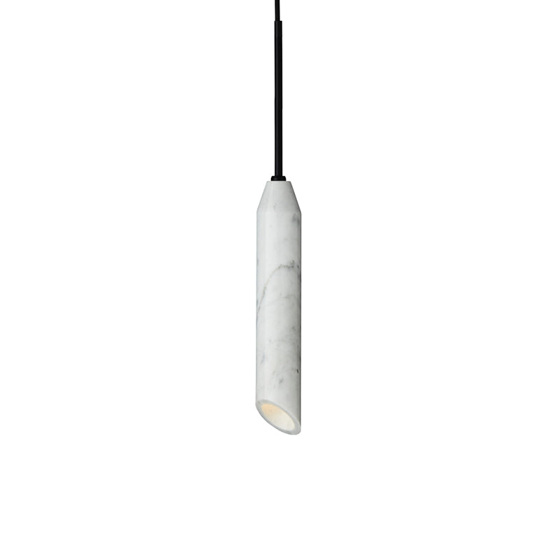 Carnival Minimalist Marble Pendant Light — D 5cm x H 55cm / ∅ 2″ x H 21.7″; White & Black