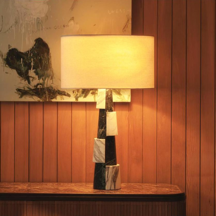 Misha Marble Table Lamp with Fabric Shade — AL-ST0149 — product view 1