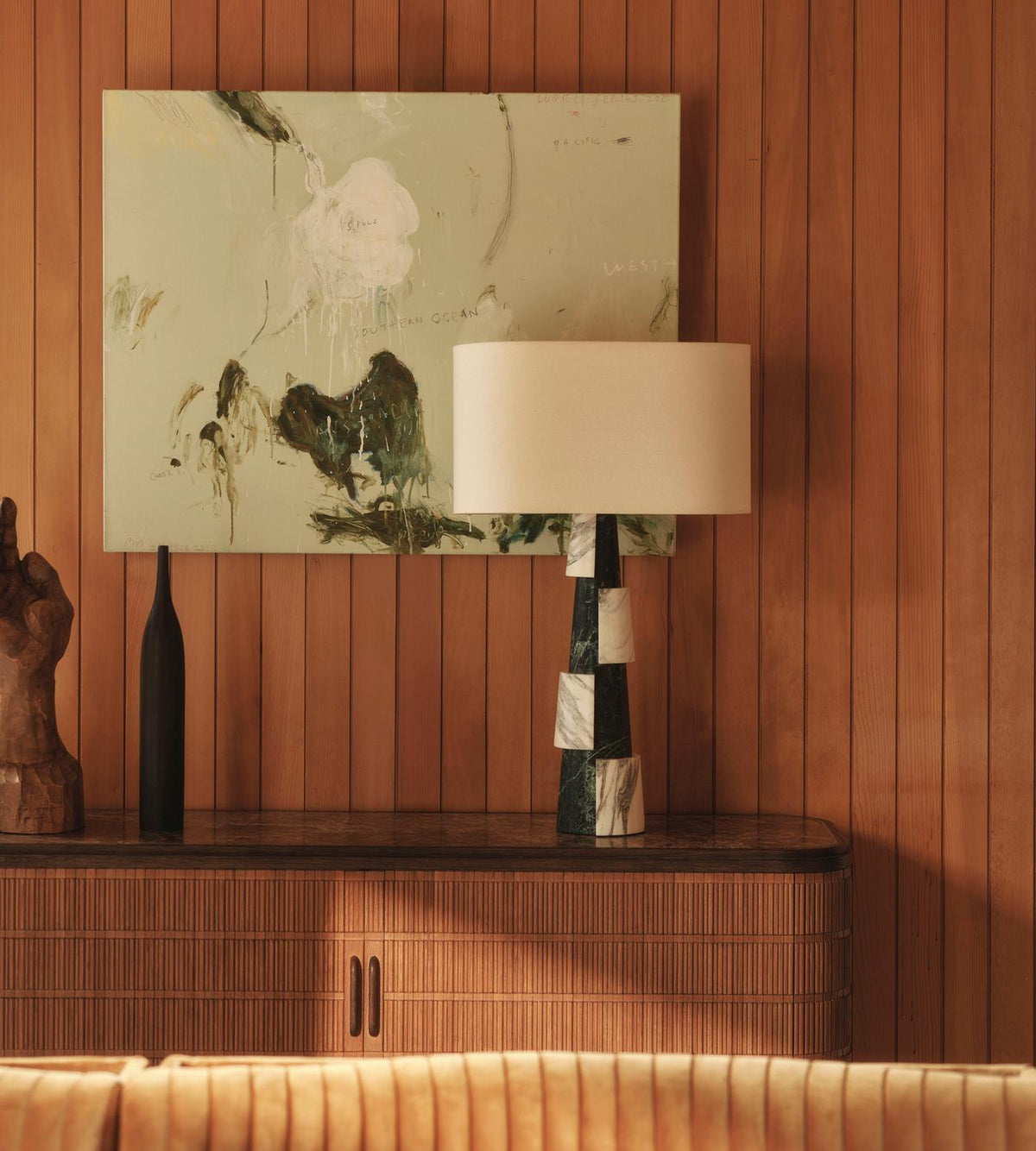 Misha Marble Table Lamp with Fabric Shade — AL-ST0149 — product view 2