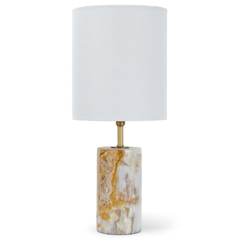 Maricopa Traditional Stone Table Lamp — D 21cm x H 50m / ∅ 8.3″ x H 19.7″; Cyan Onyx