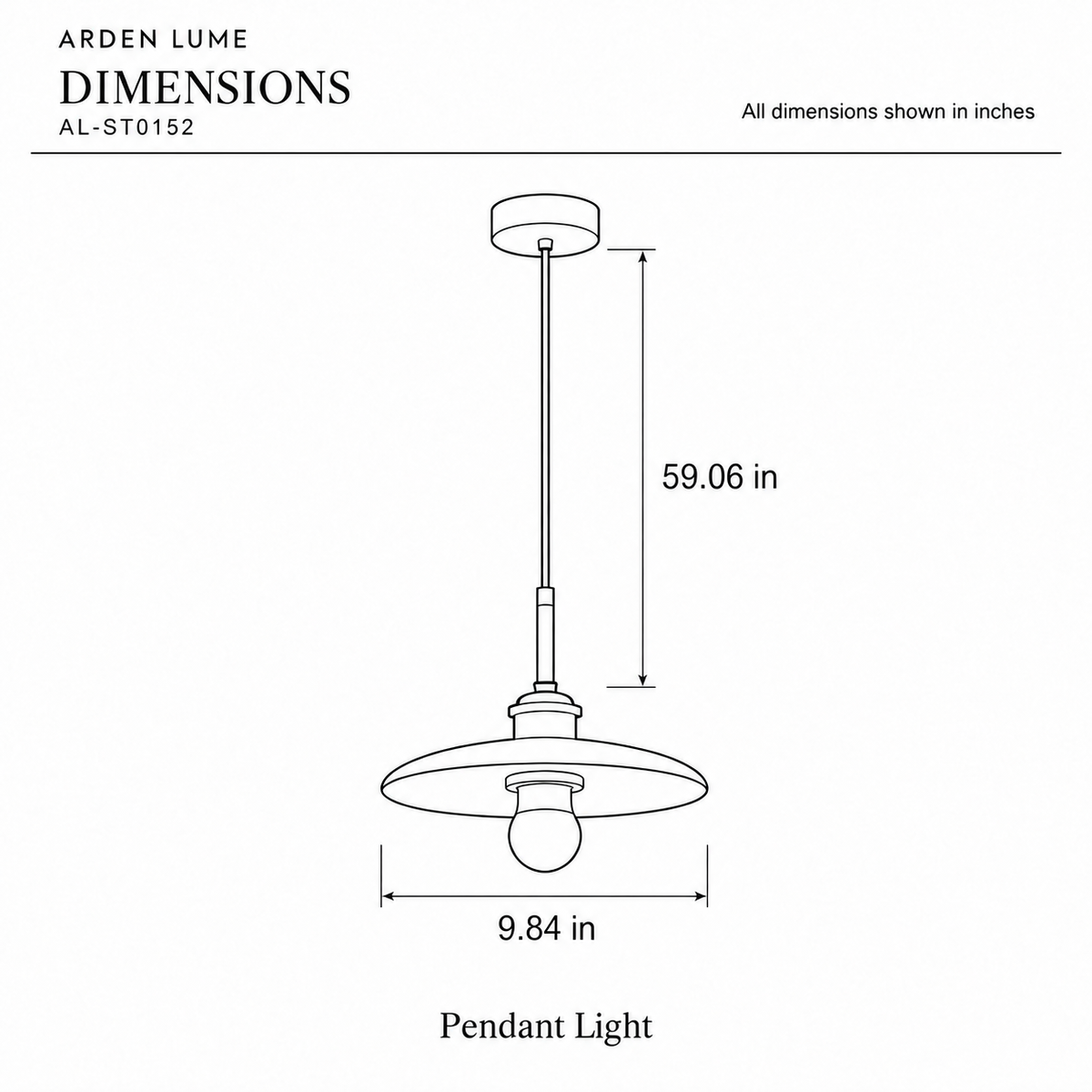 ARDEN LUME AL-ST0152-pdf3 dimension diagram in inches