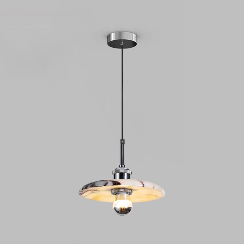 Zat Mid-Century Marble Pendant Light — Black & White