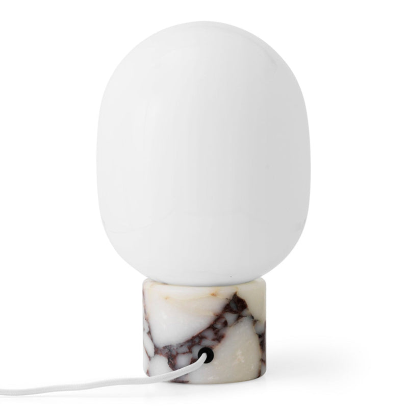 Mid-Century Marble Audio Table Lamp — Purple marble & White glass; D 19cm x H 32cm / ∅ 7.5″ x H 12.6″