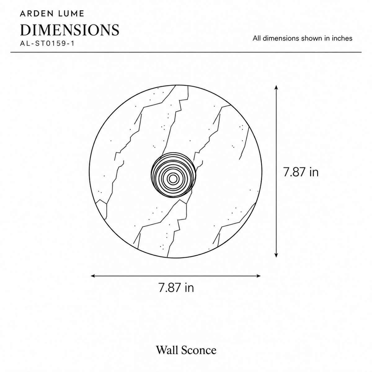 ARDEN LUME AL-ST0159-1 dimension diagram in inches
