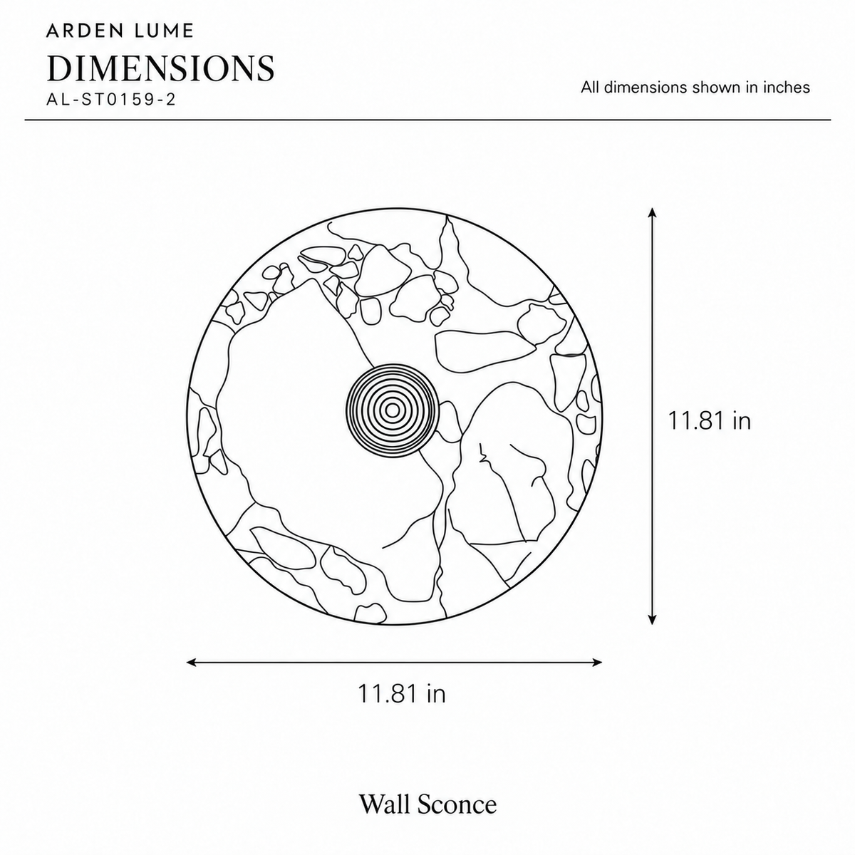 ARDEN LUME AL-ST0159-2 dimension diagram in inches