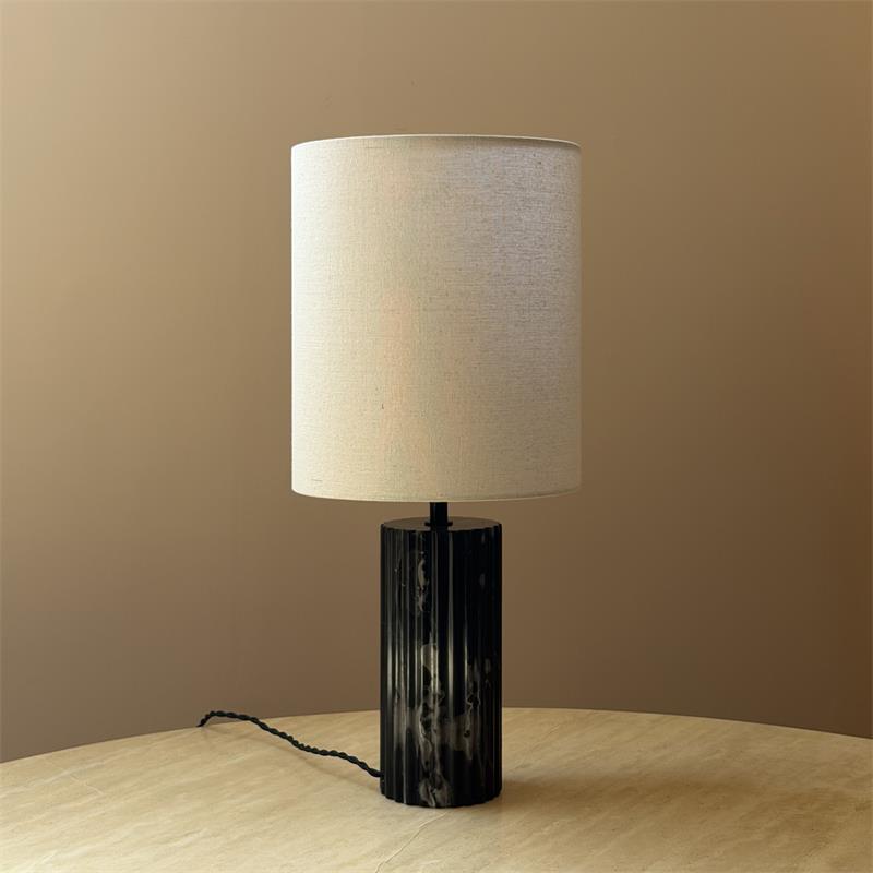 Noveris Minimalist Marble Table Lamp — D 25cm × H 56cm / ∅ 9.8″ × H 22″; Black & Beige