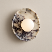 Marvielle Marble Onyx Globe Wall Sconce on a warm greige background