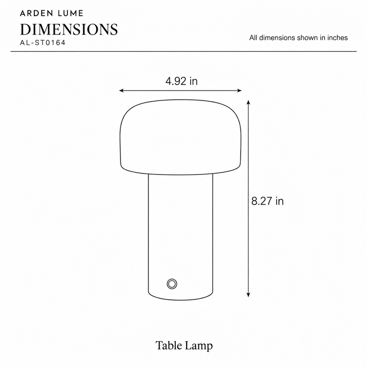 ARDEN LUME AL-ST0164 dimension diagram in inches