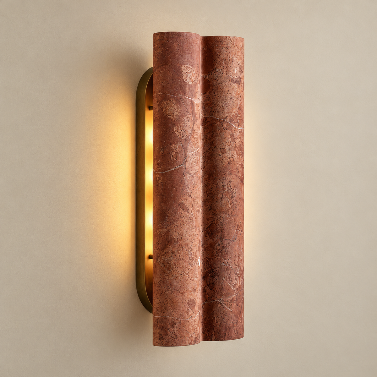 Rovara Marble LED Wall Sconce on a warm greige background