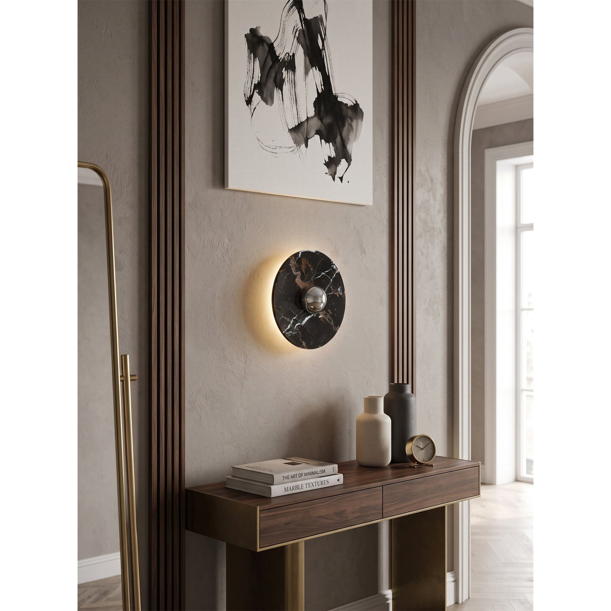 Lucie Black Gold Marble LED Wall Sconce — AL-ST0167 — product view 1