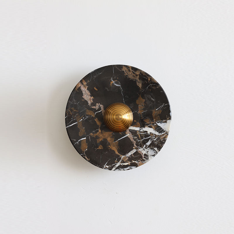 Lucie Black Gold Marble LED Wall Sconce — D 20cm x H 20cm / ∅ 7.9″ x H 7.9″; Black gold & Gilded Iron