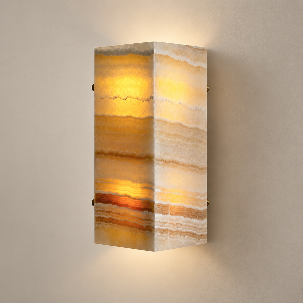 Velorin Art Deco Onyx Wall Sconce on a warm greige background
