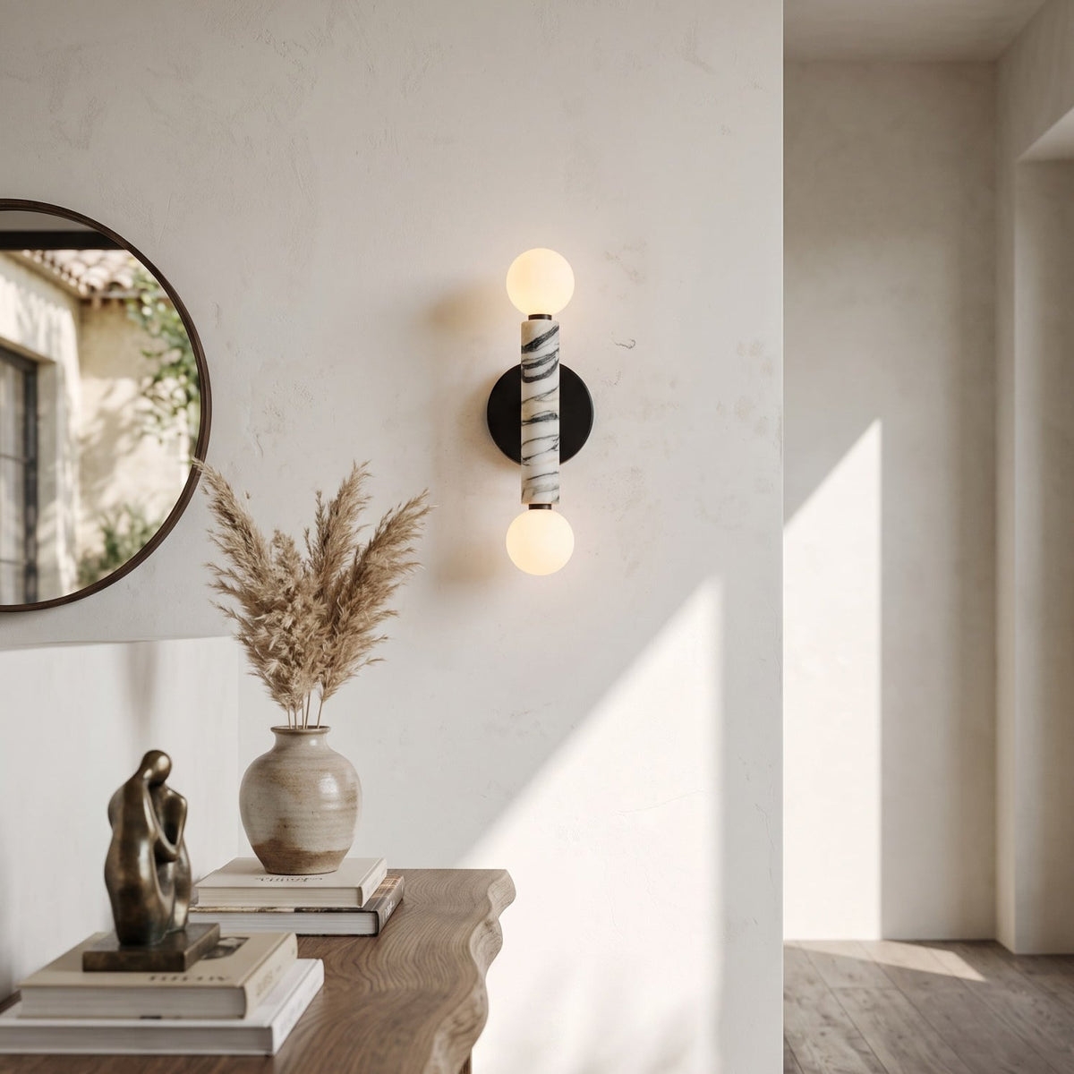 Darime Double Marble Globe Wall Sconce — AL-ST0169 — product view 1