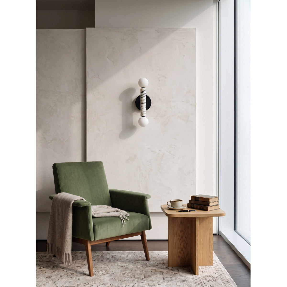 Darime Double Marble Globe Wall Sconce — AL-ST0169 — product view 3