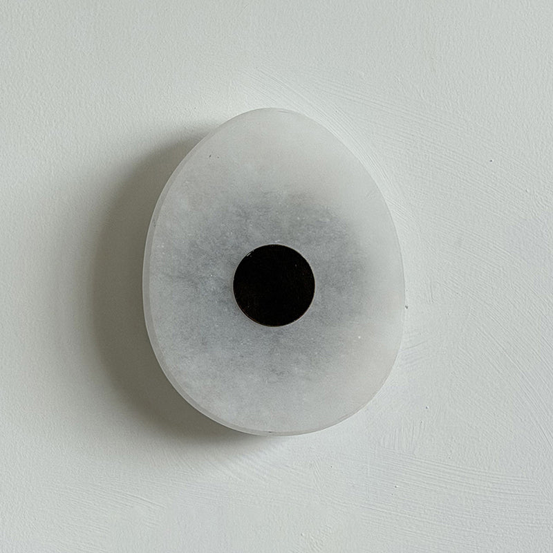 Korvix Marble LED Wall Sconce — D 16cm x W 4cm x H 20cm / ∅ 6.3″ x W 1.6″ x H 7.9″; Clear Alabaster