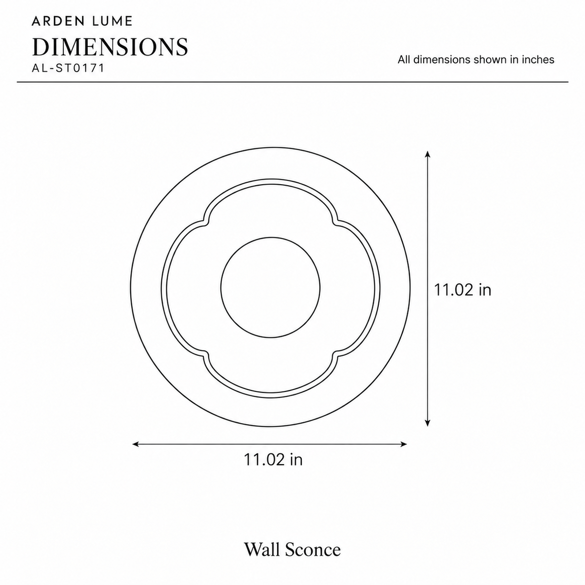 ARDEN LUME AL-ST0171 dimension diagram in inches
