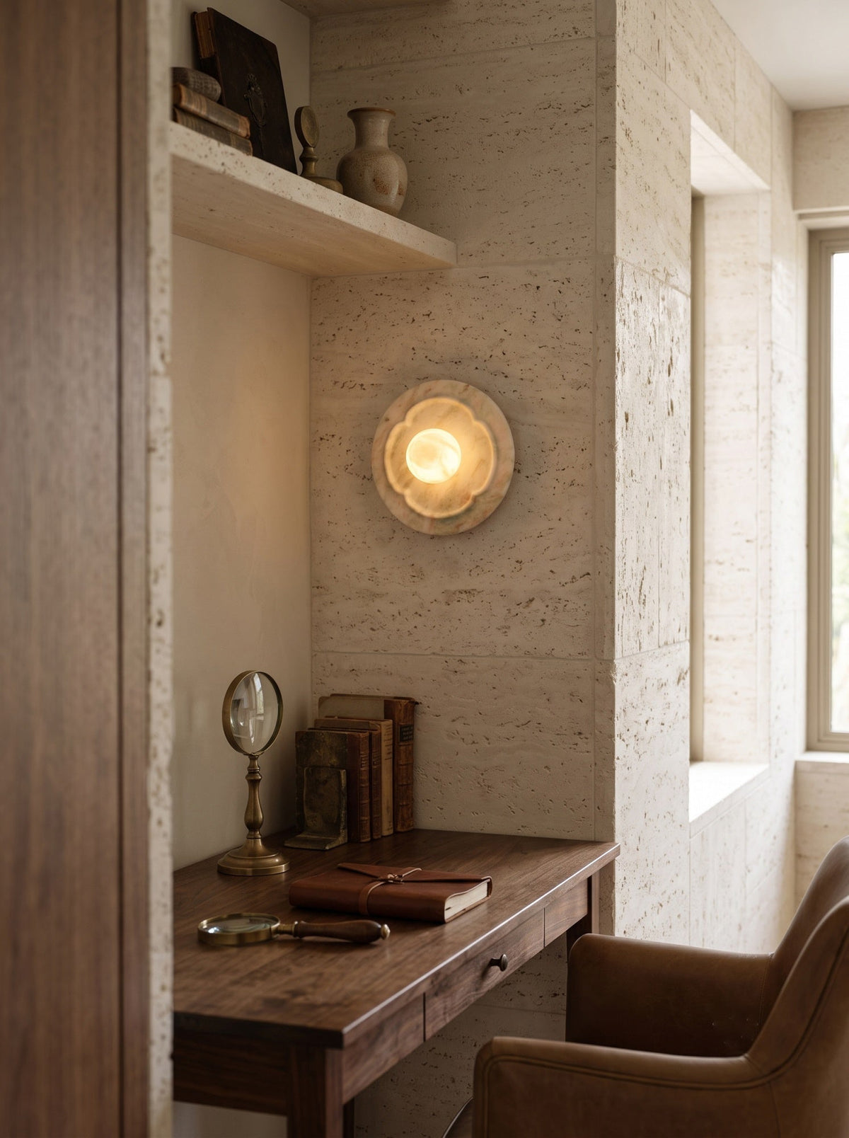 Camellia Organic Modern Marble Wall Sconce — AL-ST0171 — product view 1