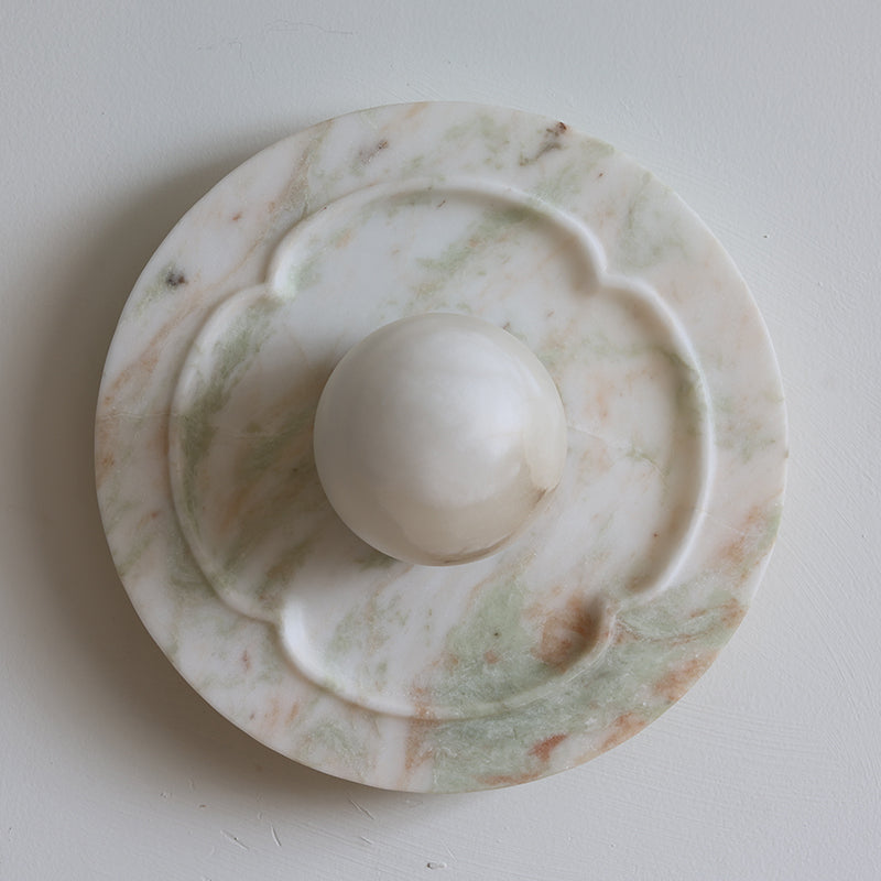 Camellia Organic Modern Marble Wall Sconce — D 28cm x W 13cm x H 28cm / ∅ 11″ x W 5.1″ x H 11″; White; White Alabaster
