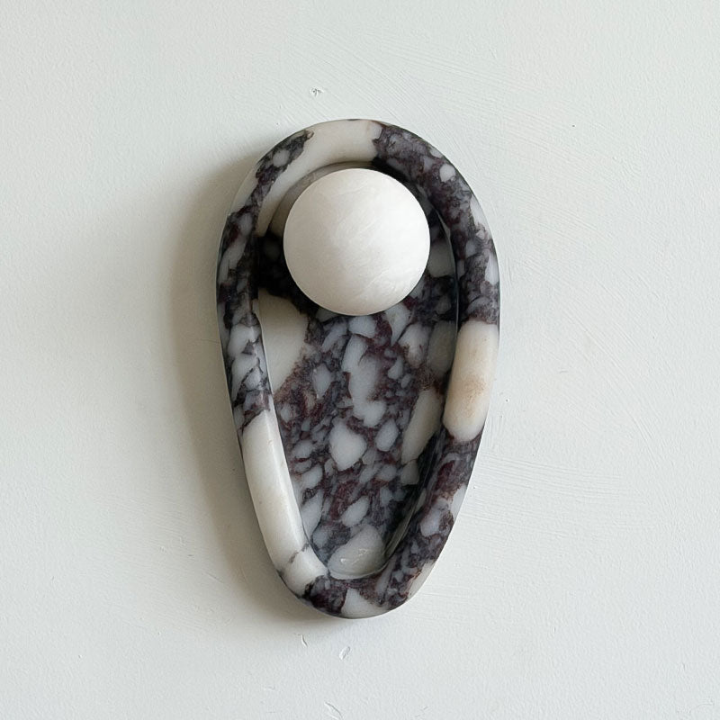 Nidus Organic Modern Marble Wall Sconce — Model A : ∅ 6.3″ x W 3.5″ x H 11″; Purple; White Spanish Alabaster