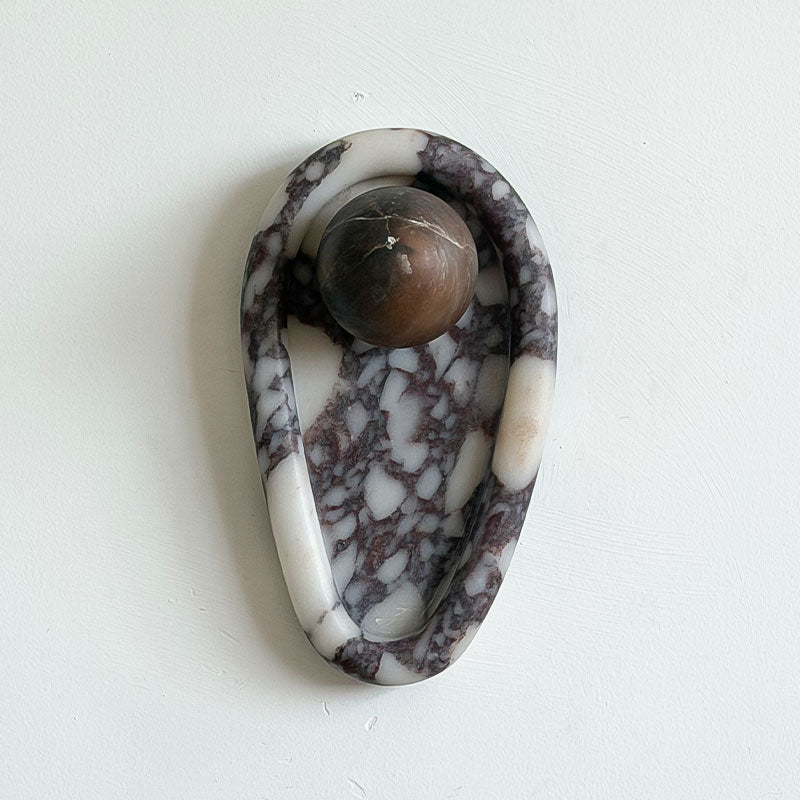 Nidus Organic Modern Marble Wall Sconce — Model A : ∅ 6.3″ x W 3.5″ x H 11″; Purple; Brown Spanish Alabaster