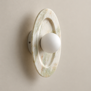 Tray Organic Modern Marble Wall Sconce on a warm greige background